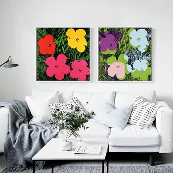Moderná Severská Farebné Kvety Námestie Wall Art Olejomaľba Na Plátne Maľovanie Na Stenu Umenie Fotografie Pre Obývacia Izba Cuadros Domova