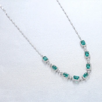 DOTEFFIL Luxusné Emerald Svadobný Náhrdelník Prívesok pre Ženy Očarujúce Módne Reťaz Prepojenie Náhrdelník 925 Sterling Silver Jemné Šperky
