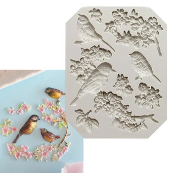 Veľkoobchod Sugarcraft Vtákov a kvetov silikónové formy fondant formy cake zdobenie nástroje čokoláda gumpaste plesní