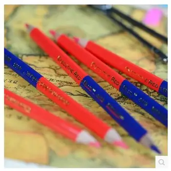 6pcs/set 4418# Farebné Ceruzky Červená Modrá 2 Nibs Trojuholník Značku Ceruzka zaostriť Kancelárske potreby Študentov Deti Písanie Kreslenie