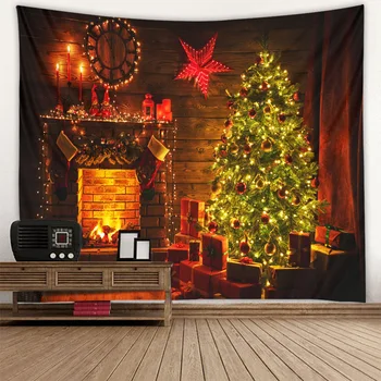 Krb Vianočný stromček gobelín štedrý deň visí handričkou scény, dekorácie, závesné látkové stenu handričkou viac veľkostí