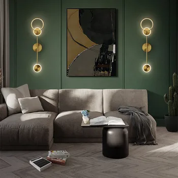 Artpad Nordic Luxusné Vnútorné Nástenné Svietidlo LED Pre Spálne Posteli Pozadí Medi Dekorácie Kreatívne Steny Sconce 220V