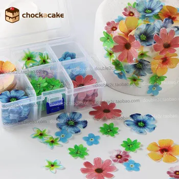 Jedlé kvety na tortu dekorácie,37pcs oblátka kvety tortu nápad dekorácie,jedlé papiere pre cupcake dekorácie