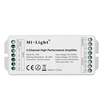 CLAIET Milight PA5 DC12V-24V 15A 5-Kanál RGB RGBW RGB+SCS LED Pásy Radič Zosilňovač NOVÉ