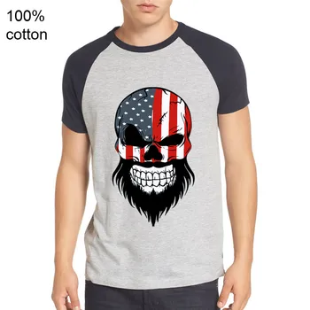 Pánske T-shirts Americký Viking Lebky t shirt mužov tričko letné bavlnené O-Neck t-shirts Viking Poriadne Fúzy Strach Fúzy dizajn