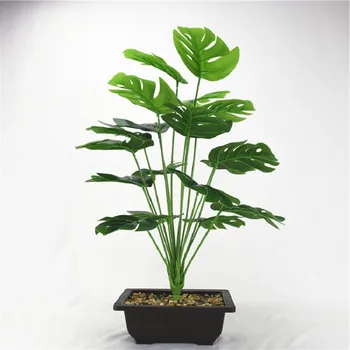 50 Umelý Strom Rastliny planta umelé bonsai Skutočný Dotyk Monstera Falošné Tropická Zelená Rastlina Domov Záhrada Decor Č hrniec