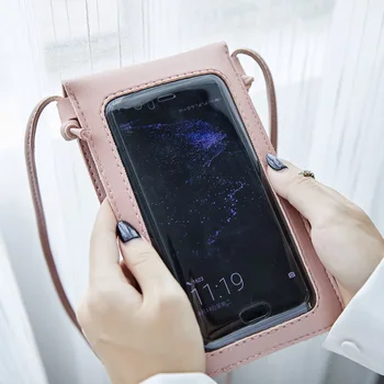 Nový Dotykový Mobilný Telefón v Kabelke Smartphone Peňaženky Kožený Popruh cez Rameno, Kabelka Ženy Taška pre Iphone X Pre Samsung Huawei S10