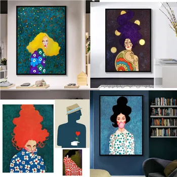Móda Moderné Obrázok Znaky Akvarel Farebné Plátno Na Maľovanie Plagátu Domova Wall Art Obrázky, Obývacia Izba, Spálňa