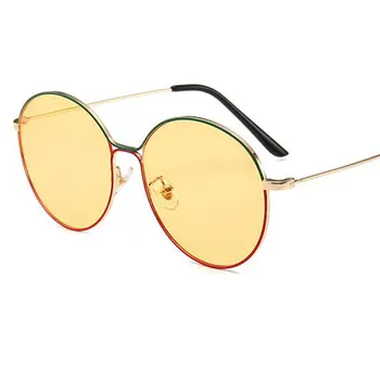 Nová Značka Dizajnér Vintage Yellow slnečné Okuliare Kolo rám Červená Zelená prekladané Slnečné Okuliare Ženy Muži Móda Shdes UV400