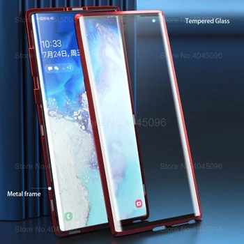 360 Plný Magnetické Prípade, Poznámka 10 Plus Magnet Tvrdeného Skla Kryt Pre Samsung Galaxy Note 10 Pro Nie 10Plus Predné Zadné Sklo Prípade