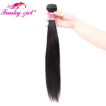 Funky Girl Brazílsky Rovno Ľudské Vlasy Rozšírenia 3/4 Ks Vlasy Väzbe Zväzky 10-30inch Prirodzené Farby Non Remy Vlasy