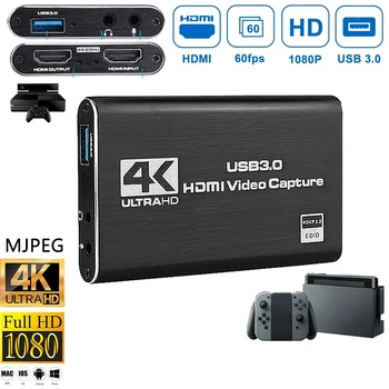 USB3.0 kompatibilný s HDMI Zachytiť Kartu 4K 1080p 60Hz 60FPS Video Obrazovky Dongle Živé Hry Pre Linux, Mac OS, Windows,Ps4