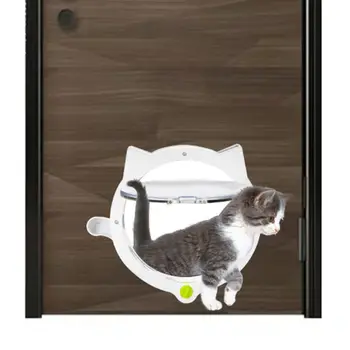 Malé Okrúhle Mačacie Dvierka s 4-way Zámok Pet Plastové Okno Uzamykateľné Brány Bezpečné pre Mačiatka