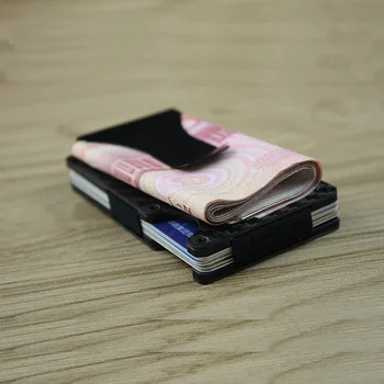BISI GORO Uhlíkových Vlákien Black Silver Kreditnej Karty IDENTIFIKÁCIA Držiteľa S RFID Anti-vedúci Peňaženky Kovové Mini Peniaze Klip Značky 2019 Móda
