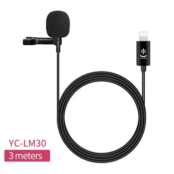 YICHUANG Pre YC-LM30 3M Profesionálne Lavalier Lightning Mikrofón Clip-on Mic Pre iPhone XS X/8 A/8 a/6/7 Plus iPad iPad Pro