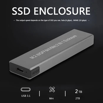 USB Typu C M2 SSD Prípade NVME PCIE Krytu M. 2 na USB Typu C 10Gbps 2TB Pevný Disk Kryt pre NVME PCIE NGFF SATA M/B Tlačidlo SSD