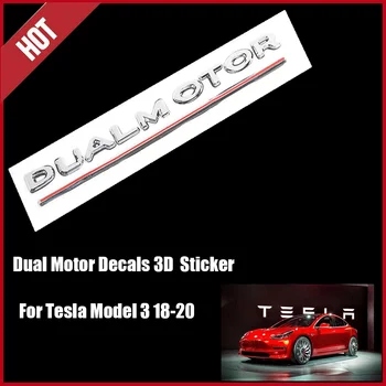 Dual Motorových Obtlačky 3D ABS Auto Zadný Kufor Znak Nálepky Odznak Pre Tesla Model 3 18-20