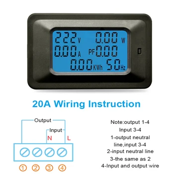 AC 22000W 250V 100A Multi-Funkcia Power Monitor Digital Napätie Prúd Metrov indikátor Power Faktor Frekvencie Energie Meter