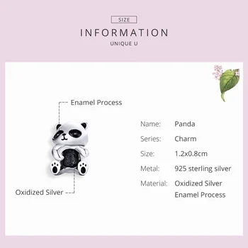 BISAER Autentické 925 Sterling Silver Panda Korálky Zvierat Panda zobrazili kľúčové tlačidlá vhodné pre KUTILOV, Náramky, Prívesky Luxusné Šperky Čo ECC1175