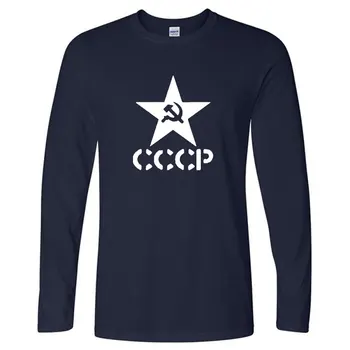 HOT PREDAJ 2018 Nové Značky CCCP ruskej T Košele Mužov REPUBLÍK Sovietskeho zväzu Dlhý Rukáv Slim Fit T Shirt Mužov Bavlna T-Shirt Veľké veľkosť