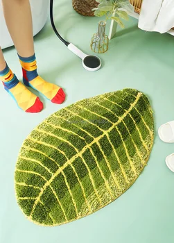 3D Zelenej Listovej Tvarované Koberec Pre Obývacia Izba Domáce Dekorácie Kuchyňu, Kúpeľňu Absorpčné Anti-slip Rohože Vstupné Rohožky Koberec