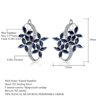 GEM BALET 925 Sterling Silver 8.71 Ct Prírodné Marquise Blue Sapphire Drahokam Stud Náušnice pre Ženy, Elegantné, Jemné Šperky