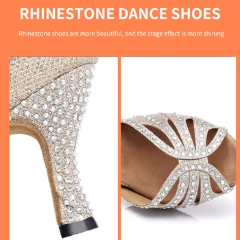 Ženy Lesk latinské Tanečné Topánky Žena Rhineston Salsa Sála Tango Tanečné Topánky pre Dievčatá Mäkké Dno Party Dance Sandále