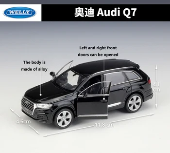 WELL Diecast Auto 1:36 Rozsahu Simulácia Audi Q3/Audi Q7 SUV Vytiahnuť Späť Model Auta Kovové Zliatiny, autíčka Pre Deti Darček Kolekcie