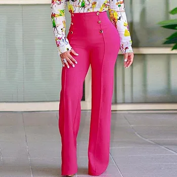 Womail Ženy Nohavice 2020 elegantné Formálne Nohavice pre Ženy Office Lady Style Pracovné oblečenie Rovné nohavice Tlačidlo Bežné Nohavice Podnikania