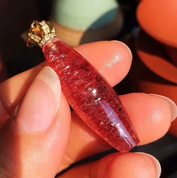 Skutočné Prírodné Lepidocrocite Prívesok Drahokam 36x16x14mm Červená Super Siedmich 7 Crystal Žena Prívesok Hlavne Tvar Náhrdelník AAAAAAA