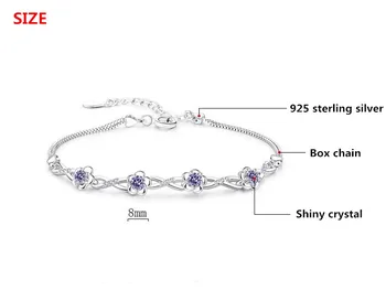 925 sterling silver módne lesklé crystal slivkové kvety náramky pre ženy šperky darček k narodeninám wholeslae drop shipping
