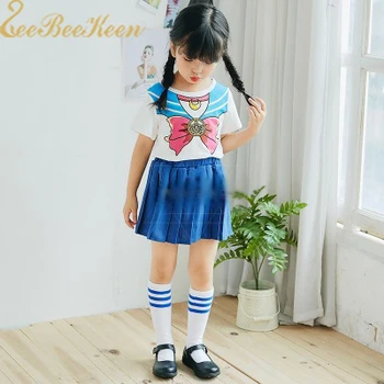Deti Anime Cosplay sailor moon kostým Školskú uniformu Pre baby Halloween Cosplay Kostým sailor moon Topy A Sukne Pre Dievčatá