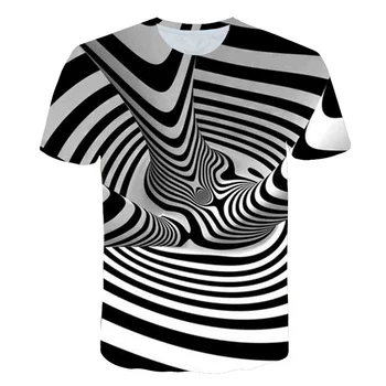 Všetci Cez Tlač 3D T Shirt chlapcov dievčatá Vtipné tričko Čiernej a Bielej Špirály Vzor Grafiky deti t-Shirt