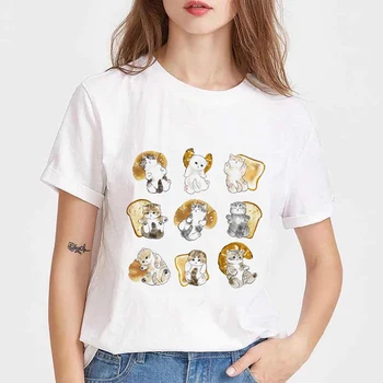 Roztomilé Mačky Tlač Lete Ženy Tričko Lumbálna Harajuku Graphic Tee Plus SizeT-tričko Bavlna Ženy Topy Voľné Tričko Poleras Mujer