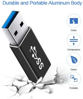USB 3.1 Mužskej Typ-C Ženské Adaptér USB A USB C 3.1 GEN 2 Converter Obojstranná Podpora 10Gbps Plnenie &Prenos Dát