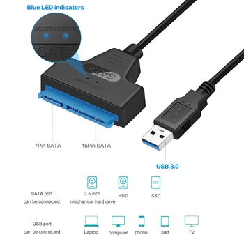 Ingelon Adaptér Sata USB 3.0 Kábel Pre Pevný Disk Až 6 gb / S Podpora pre 2,5