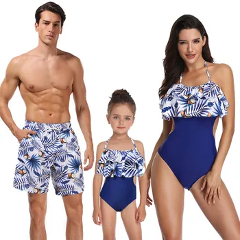 Rodina Zodpovedajúce Plavky, plážové oblečenie Maminku a Ma Plavky, Matka, Dcéra, Otec, Syn Oblečenie Šaty Vysoký Pás Bikini Pozrieť Mama