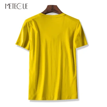 Bežné obojstranné Mercerized Bavlna Tee Košele Ženy tričko Basic V Krku Krátke Rukáv Tričko Ženy Topy Lete roku 2019