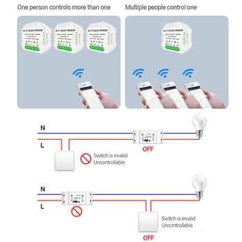 2 Spôsob Mini Wifi Smart Light Switch Diy Modul Smart Života/Tuya APP Bezdrôtové Diaľkové Ovládanie Práce s Alexa Echo Domovská stránka Google