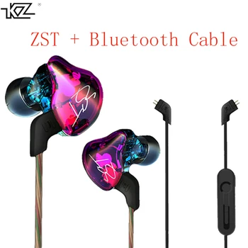 KZ ZST Hybrid Slúchadlá Bluetooth+Káblové 2 Káble Armatúra+Dynamický Disk HI-FI Basy Slúchadlá pre Šport, Hudba Inteligentné Telefóny Slúchadlá
