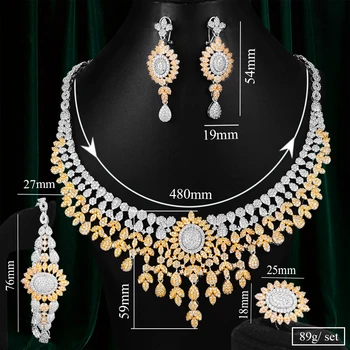 GODKI Bicolor 4Pcs Šperky Sady Afrických pre Ženy, Luxusné Svadobné Indické Šperky Set Cubic Zirconia Dubaj Svadobné Šperky Set 2020