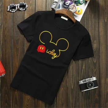 Mickey Mouse Tlač T-shirt Disney Kreslené Streetwear Letné Krátke Sleeve Tee Tričko Harajuku Príležitostné Voľné Topy O-krku Mužské Tričko