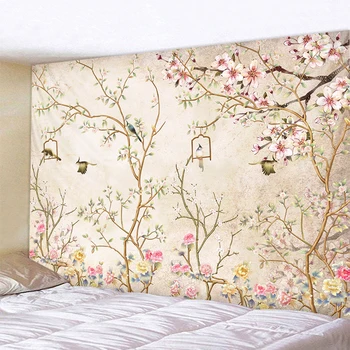 Ružový kvet gobelín stene visia farebné kvetinové gobelín Nordic spálne, obývacia izba domáce dekorácie