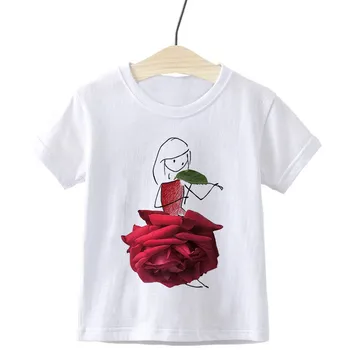 Mädchen Kleidung Bežné Kinder T Shirt Rose Anlage Prinzessin Neuheit Harajuku Jungen T-shirt Gemütliche Kleinkind ,Drop Ship