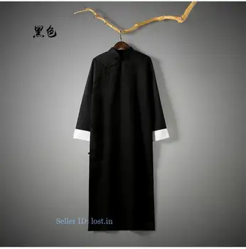 Muži Čínskej Tradičnej Tang Vyhovovali Župan Kung-Fu Tai Chi Kabát Dlhý Jednotné Vintage Pohodlné Jednoduchosť Trend New Horúce Predaj