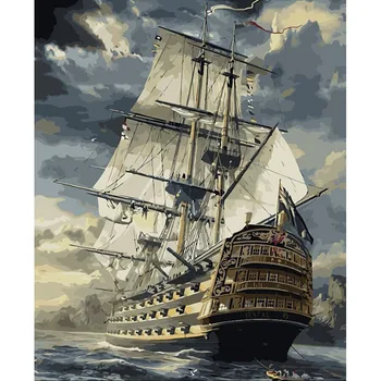 Maľovanie Podľa Čísel DIY Dropshipping 40x50 60x75cm Hladké plachtenie na mori Stále života Plátno Svadobné Dekorácie Umenie obrázok Darček