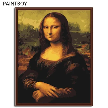 Mona Lisa Zarámovať Obrázok Maľovanie Podľa Čísel Wall Art DIY Digitálne Plátno olejomaľba Domova Pre Obývacia Izba G241