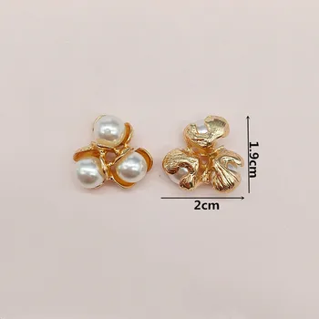 50pcs 19*20 mm Zlatá farba Imitácia Perly Kvetinové kúzlo pre svadobné vlasy, Šperky poznatky pre KUTILOV, Handmade Šperky, Takže