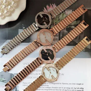 Cussi Zlaté dámske Hodinky s Jedinečným Dizajnom Kamienkami, Luxusné Značky Dámy Náramok, Hodinky Módne náramkové hodinky Quartz reloj mujer