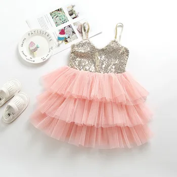 2020 Lete Nové Baby Girl Dress Flitrami bez Rukávov Tortu Šaty Dieťa Princezná Šaty pre Dievčatá, Deti, Oblečenie E21872